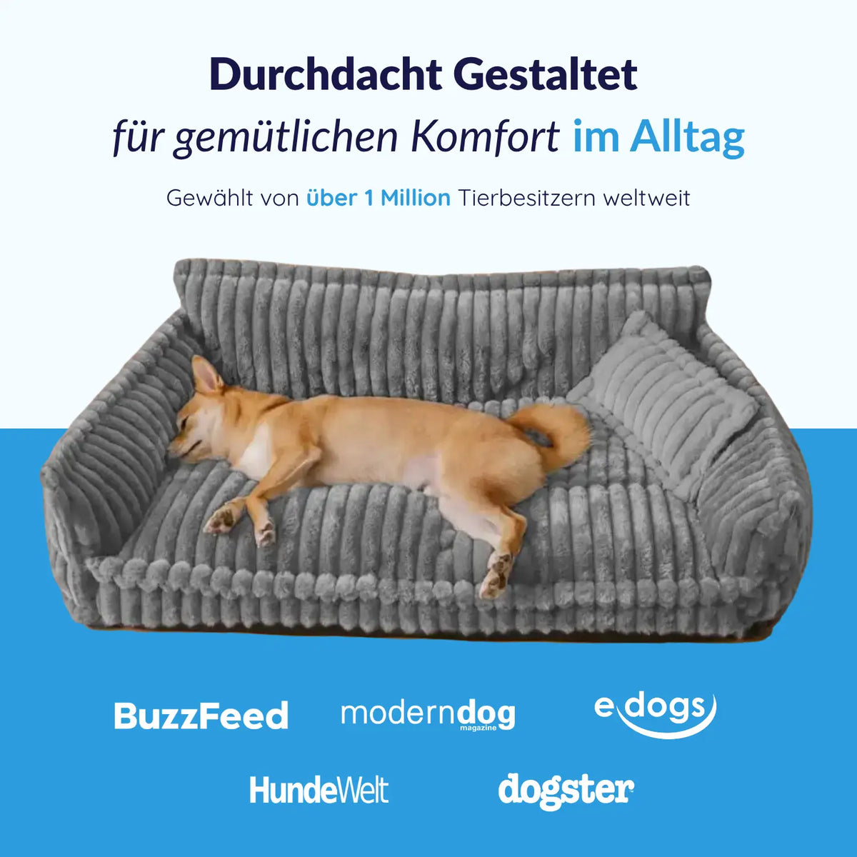 Hundesofa für mittelgroße & große Hunde – Sofa für Hunde, waschbar, 4 Größen (60–120 cm)